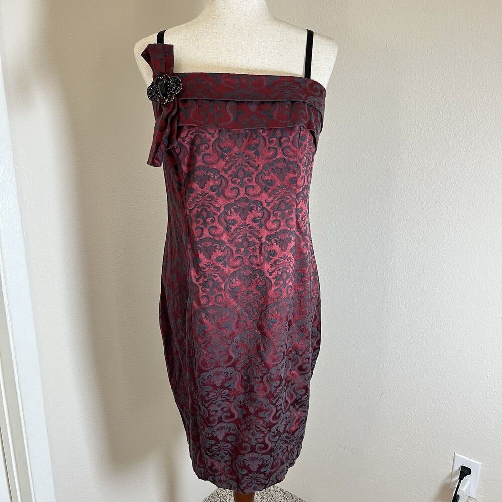 Torrid Women's Burgundy Red & Black Floral Spaghetti Strap Dress 14 Y2K Gyaru